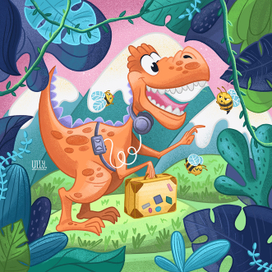 Динозавр в джунглях