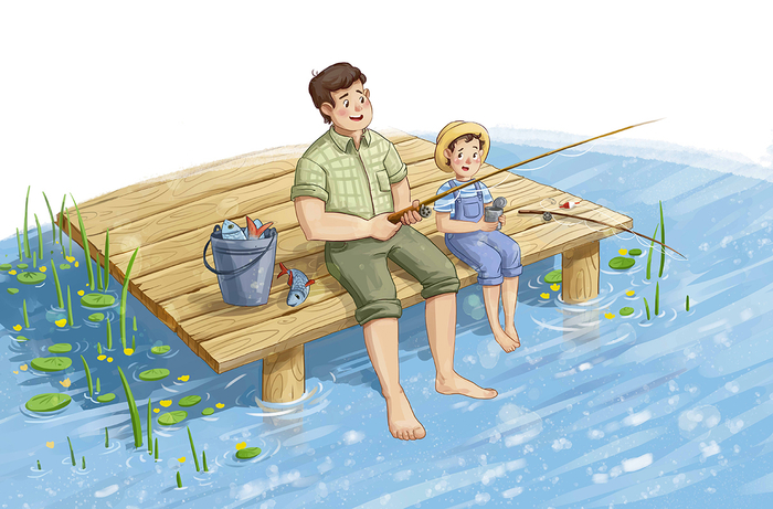 С папой на рыбалке