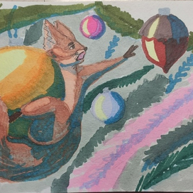 Новогодняя открытка с белкой