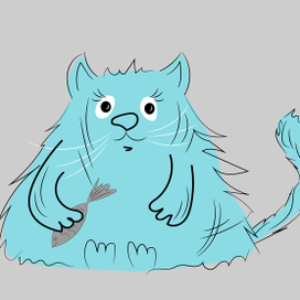 Толстый кот с рыбкой