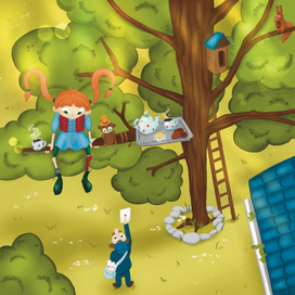 Пеппи и чаепитие на дереве