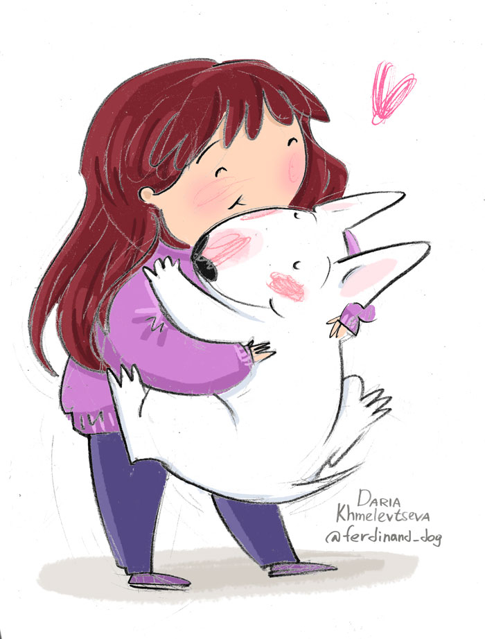 обнимашки любимая собака бультерьер