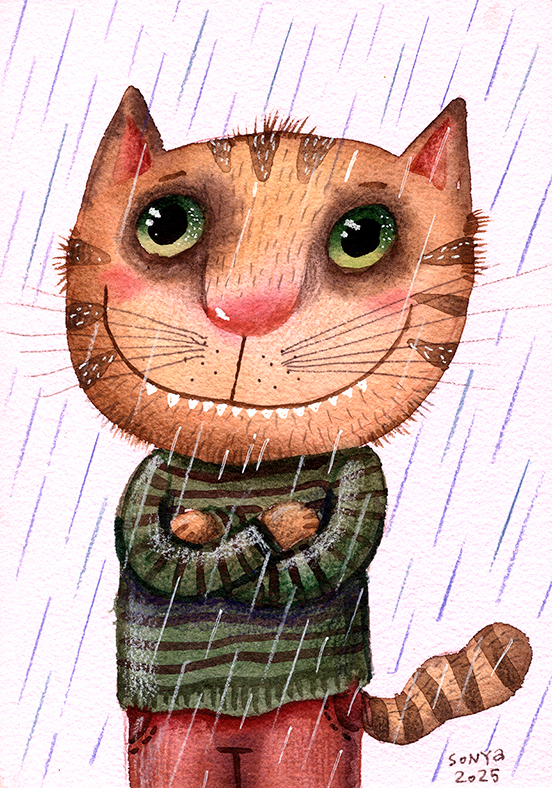 Кот под дождем