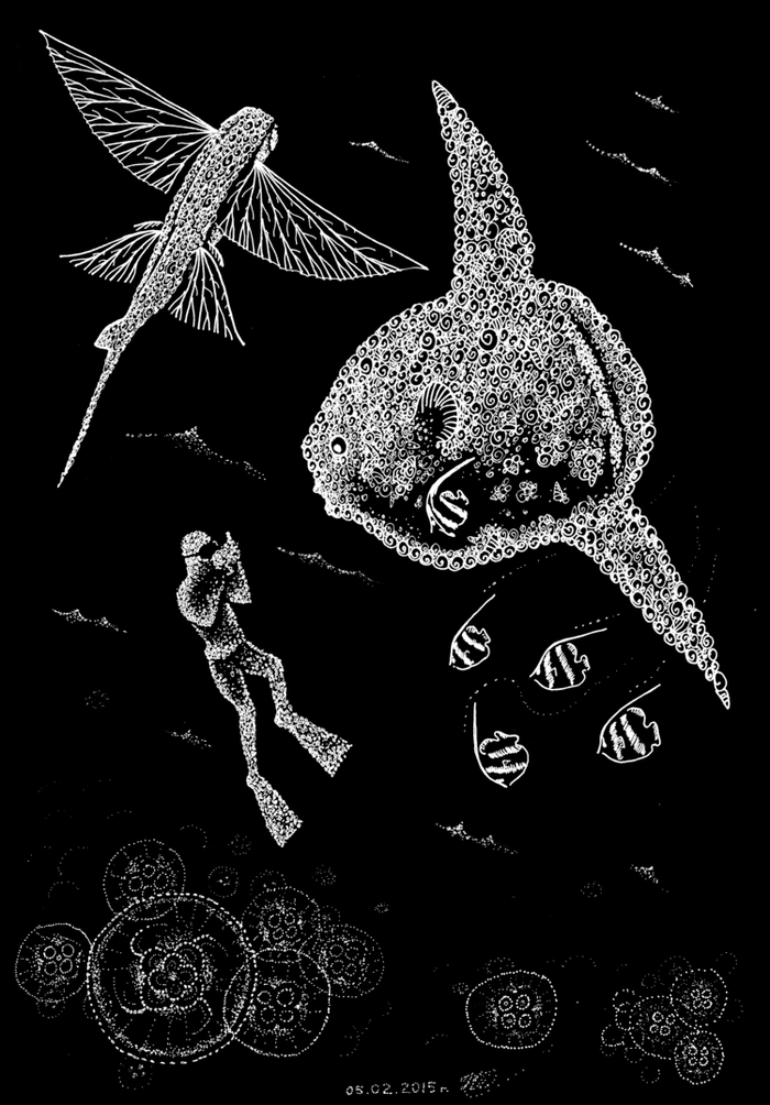 Луна-рыба и фотограф-фридайвер