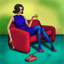 девушка и телефон