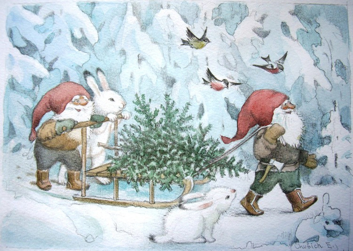 За елкой.Изд-во"Палетти"(Финл.) 15х18