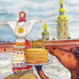 Акварельная масленица в Петербурге | календарь с персонажем