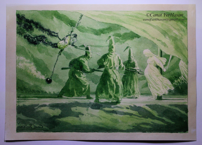 Обвиняются в желании «ЖИТЬ». Серия «Занавес открывается». Акварель. 17 х 25 см.