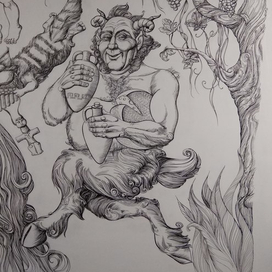 ФРАГМЕНТ СТЕНЫ. БАХУС. РОСПИСЬ . ЛИМАСОЛ . КИПР.