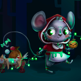 Детская иллюстрация - Мышка в костюме