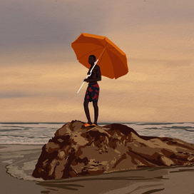 Оранжевый зонт