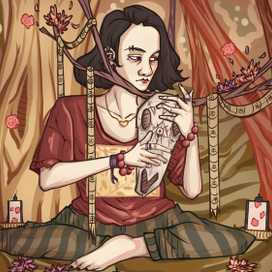 Можно сказать ,что это автопортрет, который я рисовала. 