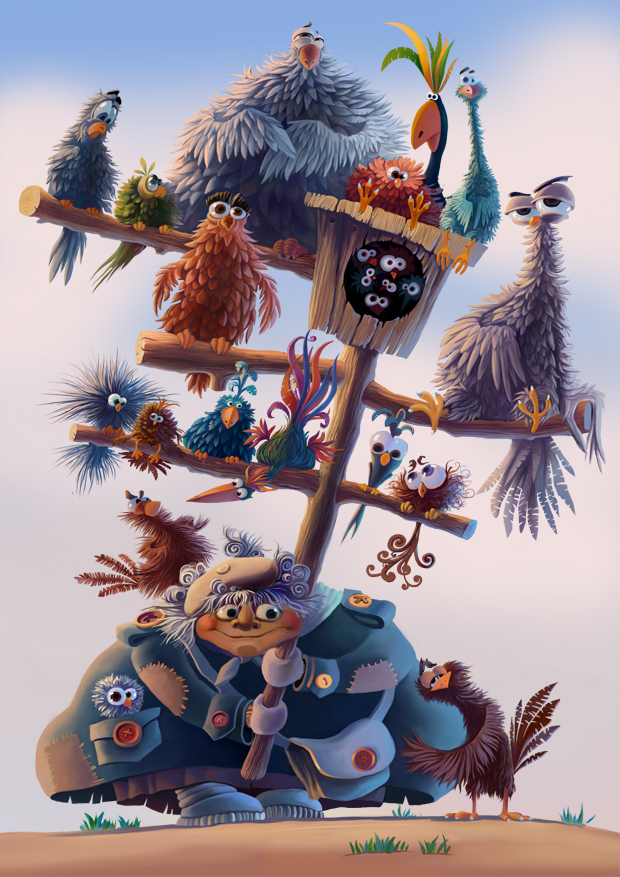 Бабушка и птицы