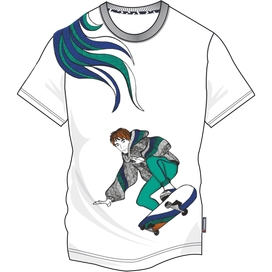 Скейтбордист. Принт на футболку.