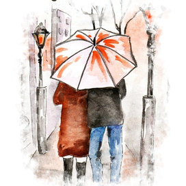 Пара под зонтом