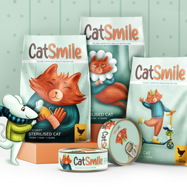 Иллюстрации для упаковки кошачьего корма