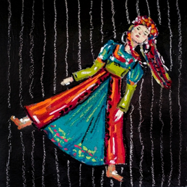 Танцующая девушка в этническом костюме