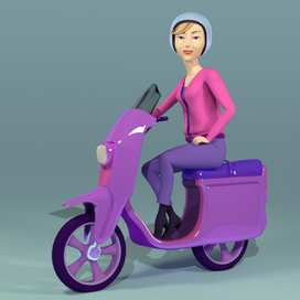 Девушка на мотороллере