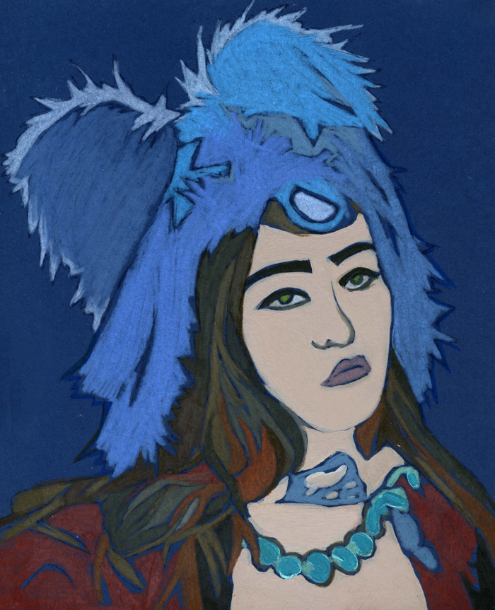 Японка в шапке.