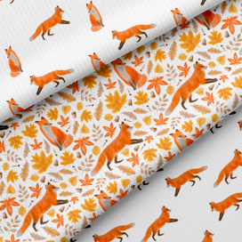 Осенний паттерн с лисой и листьями