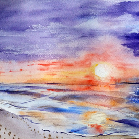 закат в море