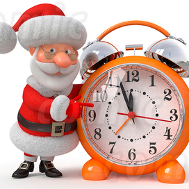 Santa Claus with an alarm clock