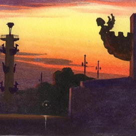 Вечер у Ростральных колонн