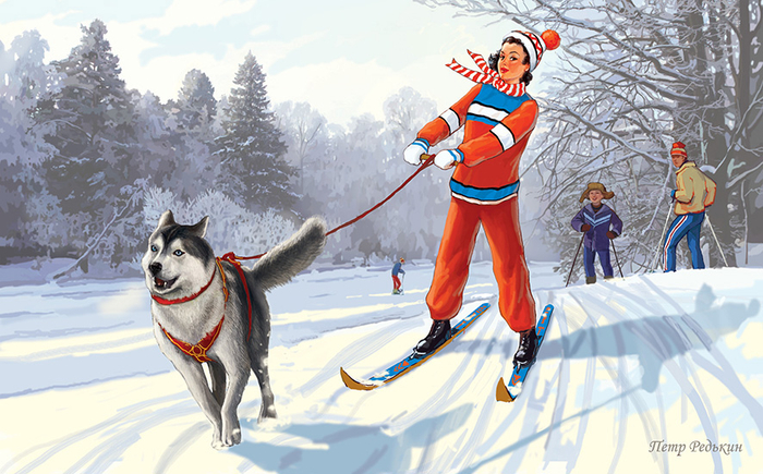 Февраль. Девушки и собачки.