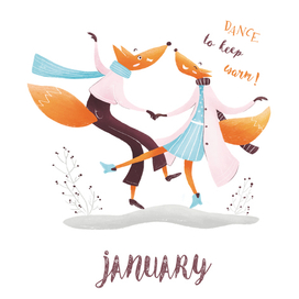 Январь, календарь "Танцующие животные"