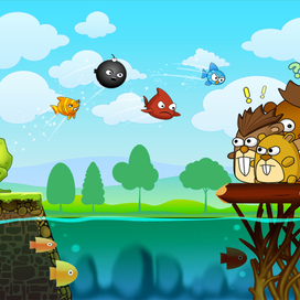 Главное меню для флэш игры "Beaver Creek. Засада Бобров"