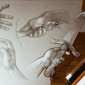 Руки, наброски с натуры.