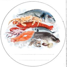 Наклейка рыба и морепродукты