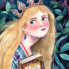 Дева, которая хранит книги и носит корону из драгоценных камней