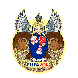 Принт "Матрёшка ФИФА_синяя" 