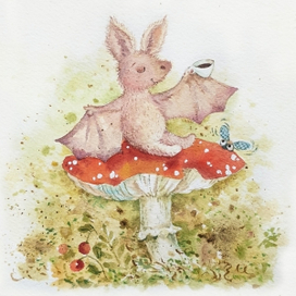 Летучая мышь и мухомор.