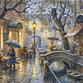 На набережной осеннего канала