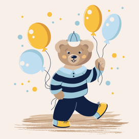 Мишка с воздушными шариками