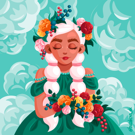 Дева которая плетёт цветочные венки и носит две белые косы 🌿