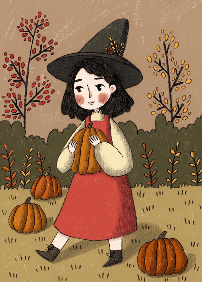 ведьмочка с тыквами 