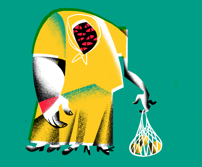 инфернальная тетка с авоськой