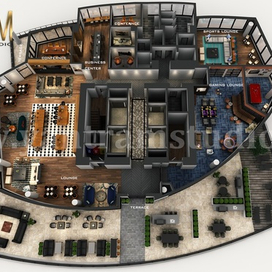 Профессиональный 3D виртуальный план этажа дизайна крыши квартиры с идеями террасы от архитектурной студии