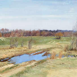 Апрель. Дорога к Кокшаге. Этюд.