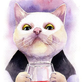 Кот и бокал красного 