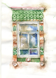 Акварель дворовых улиц. Томск.