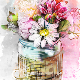 Букет цветов в банке