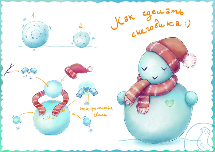 Как слепить снеговика
