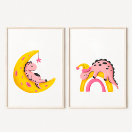 Спящие динозавры для декора детской комнаты