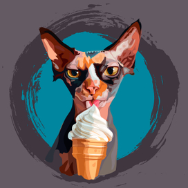 Кошка и мороженое