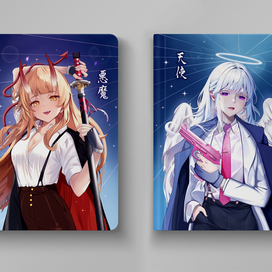 Парные блокноты ангел и демон. Обложка