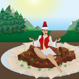 Тюркское блюдо "Бешбармак"